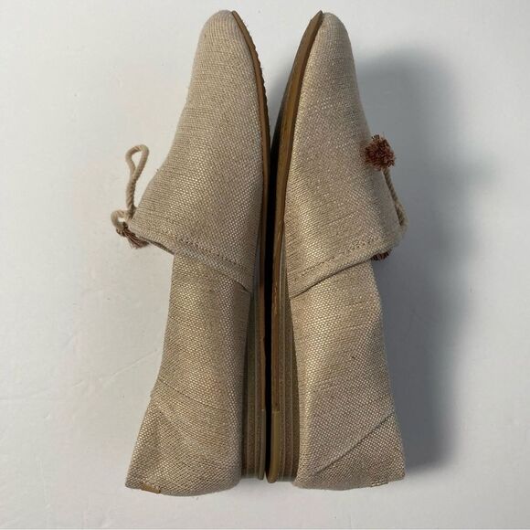 Toms Sz 10 Kelli Tassel Rose Gold Metallic Woven Slip On Flats Comfort Shoes - Picture 5 of 10
